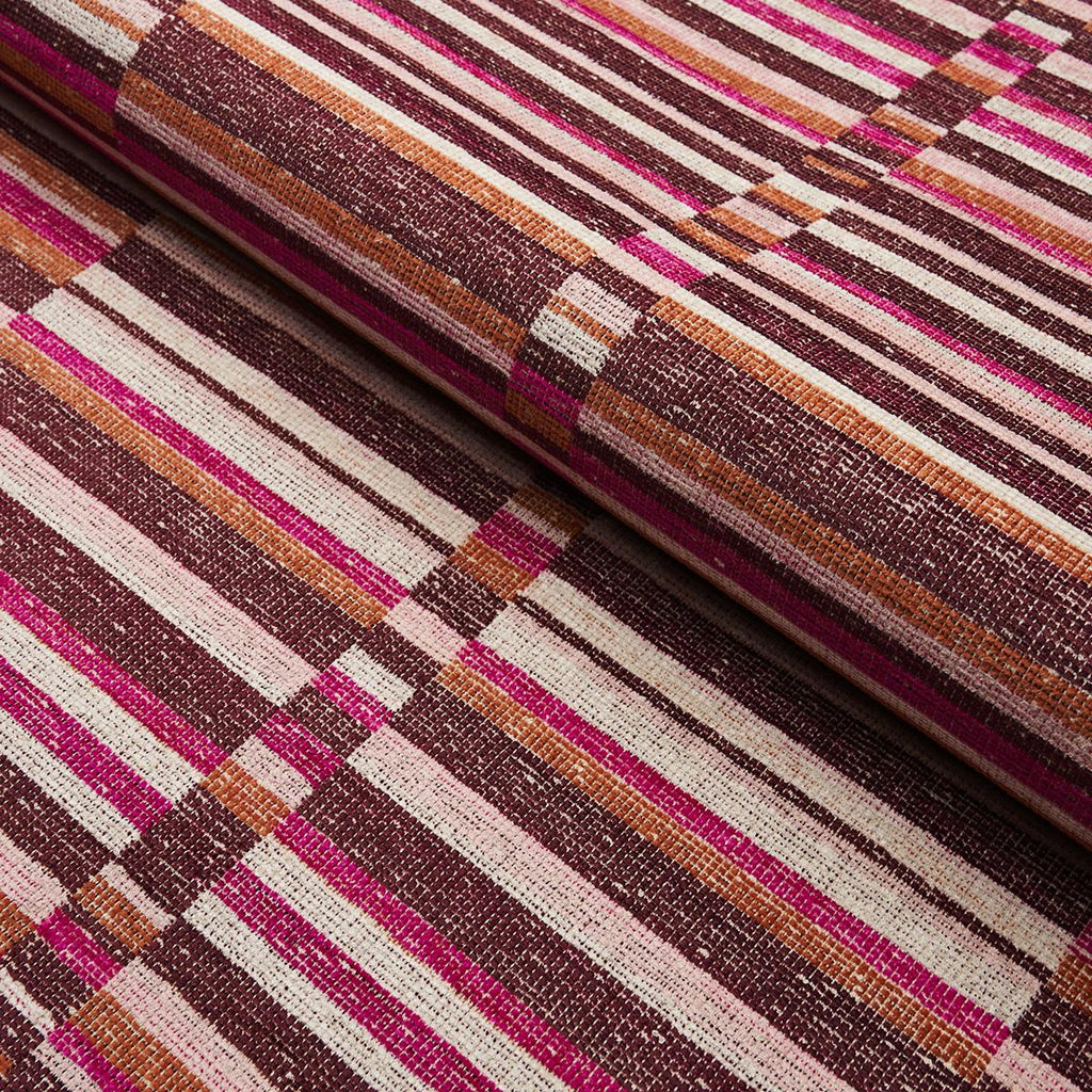 Schumacher Tierra Stripe Berry Fabric