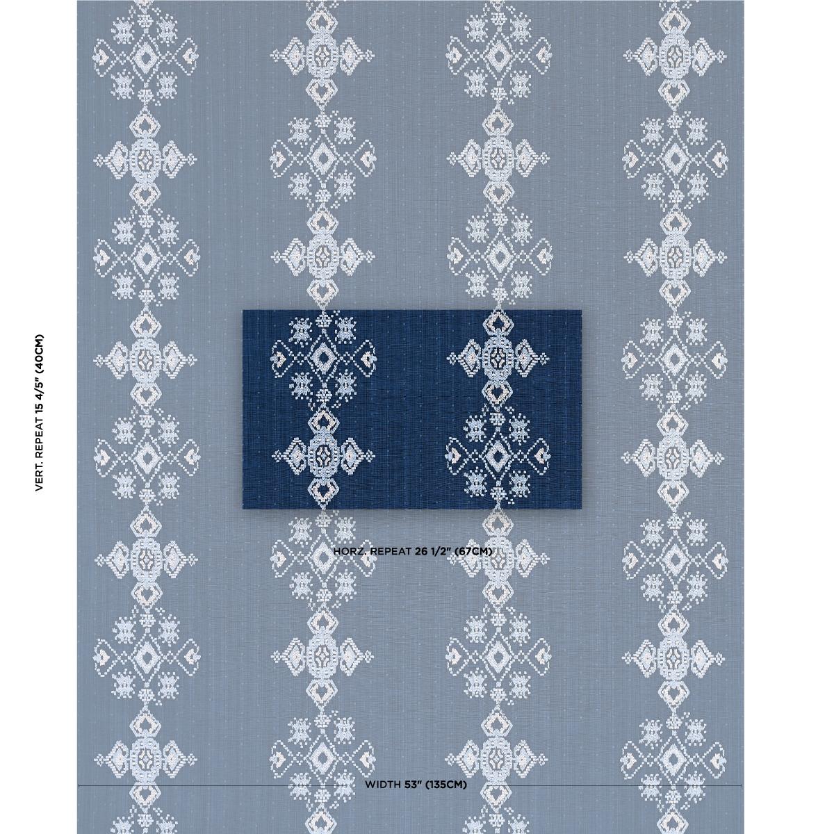 Schumacher Nadira Embroidery Indigo Fabric
