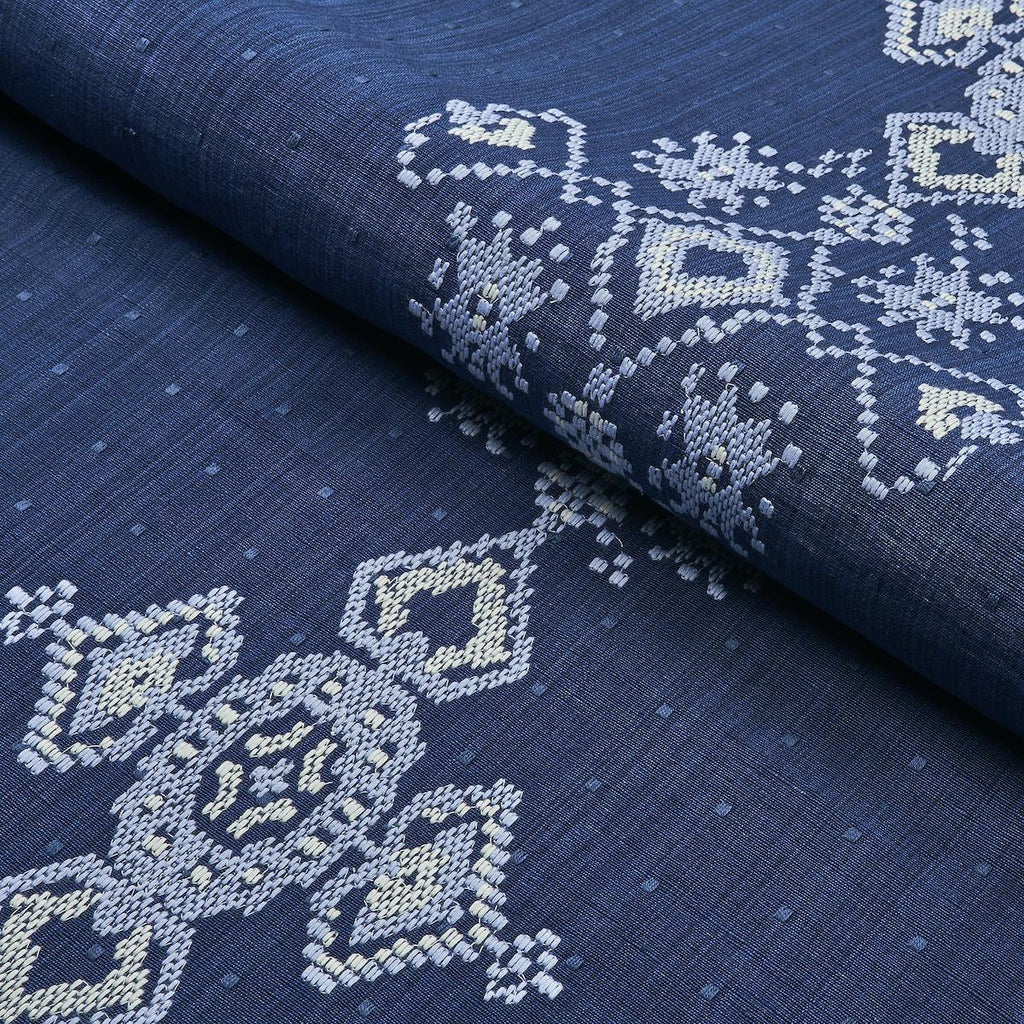 Schumacher Nadira Embroidery Indigo Fabric