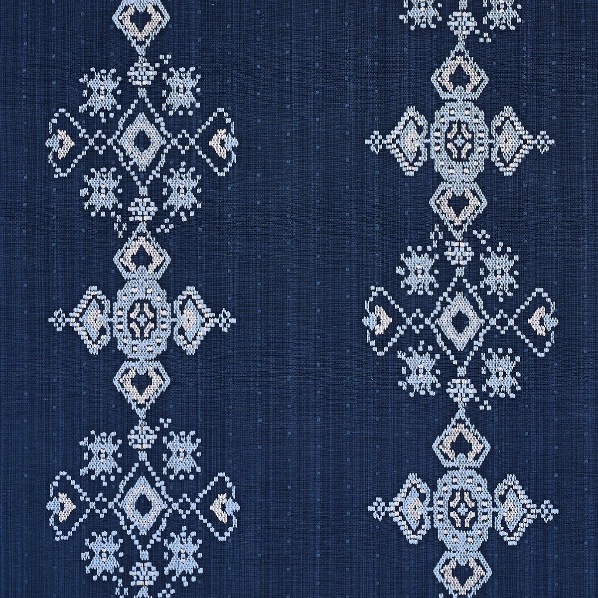 Schumacher Nadira Embroidery Indigo Fabric