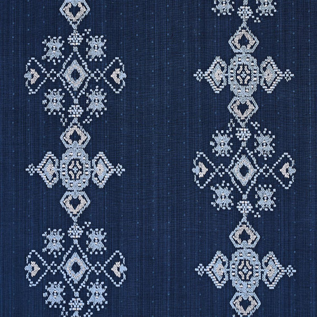 Schumacher Nadira Embroidery Indigo Fabric