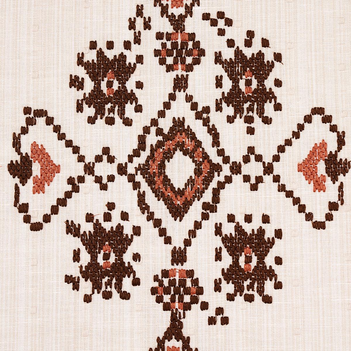 Schumacher Nadira Embroidery Cocoa Fabric