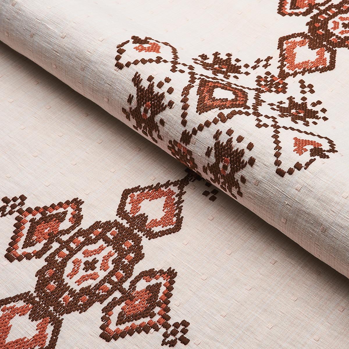 Schumacher Nadira Embroidery Cocoa Fabric