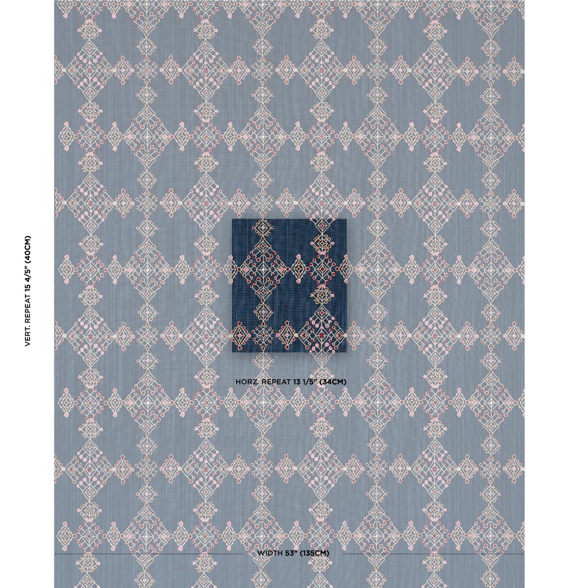 Schumacher Kalindi Embroidery Indigo Fabric