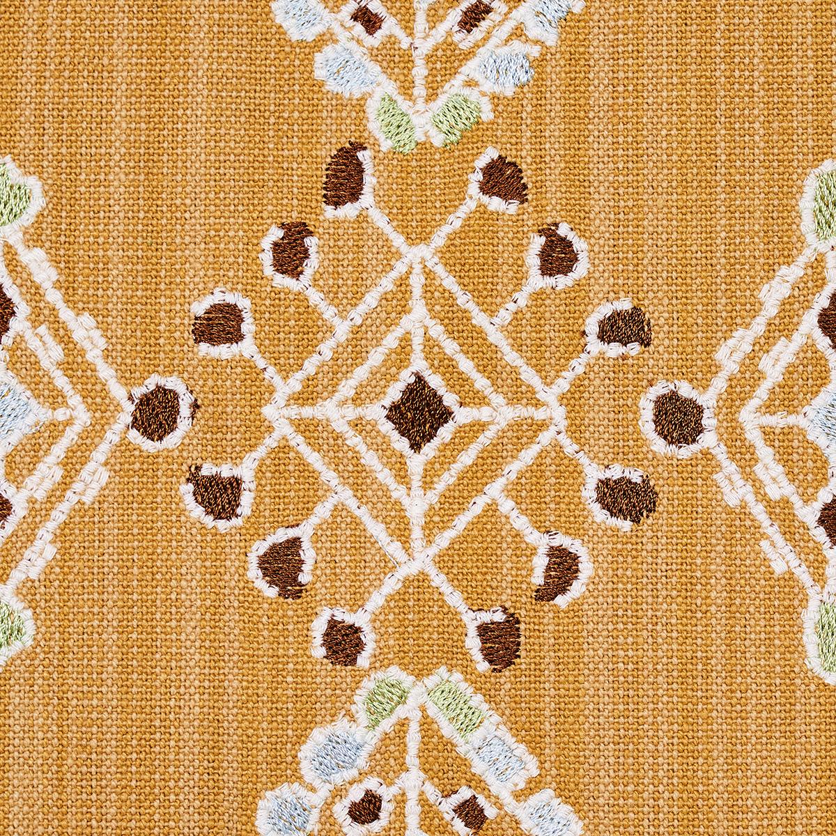 Schumacher Kalindi Embroidery Saffron Fabric