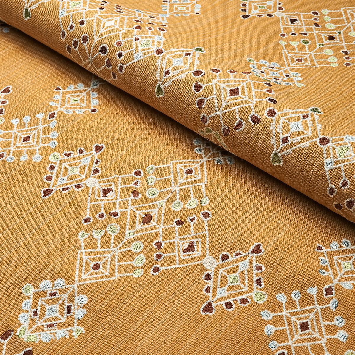 Schumacher Kalindi Embroidery Saffron Fabric
