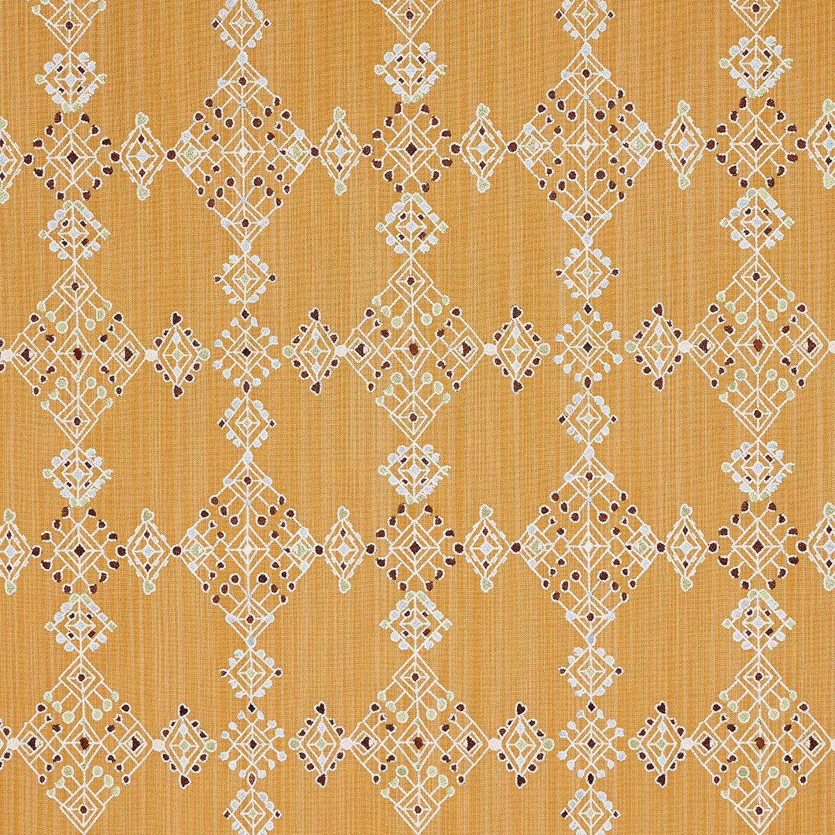 Schumacher Kalindi Embroidery Saffron Fabric