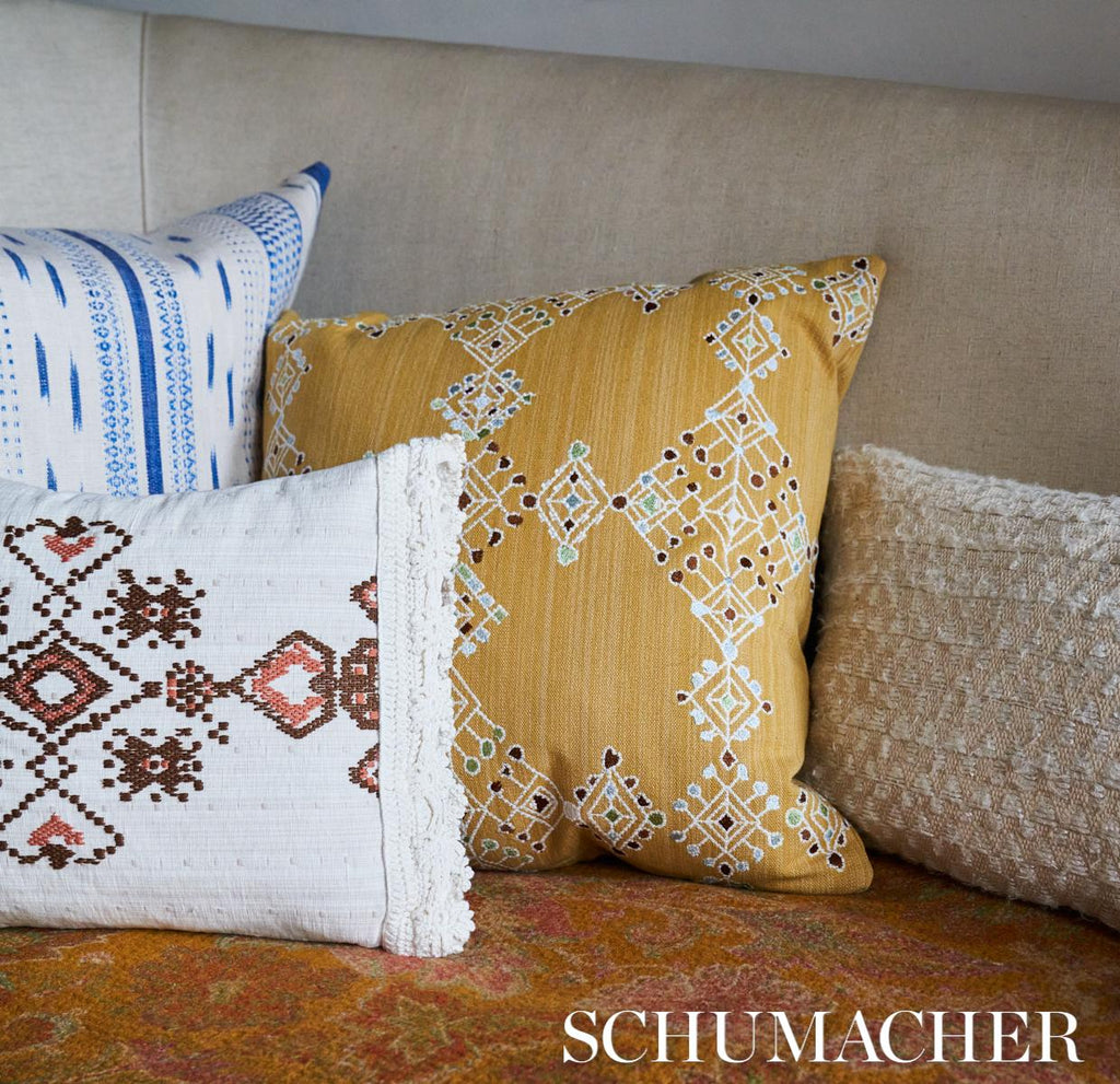 Schumacher Kalindi Embroidery Saffron Fabric
