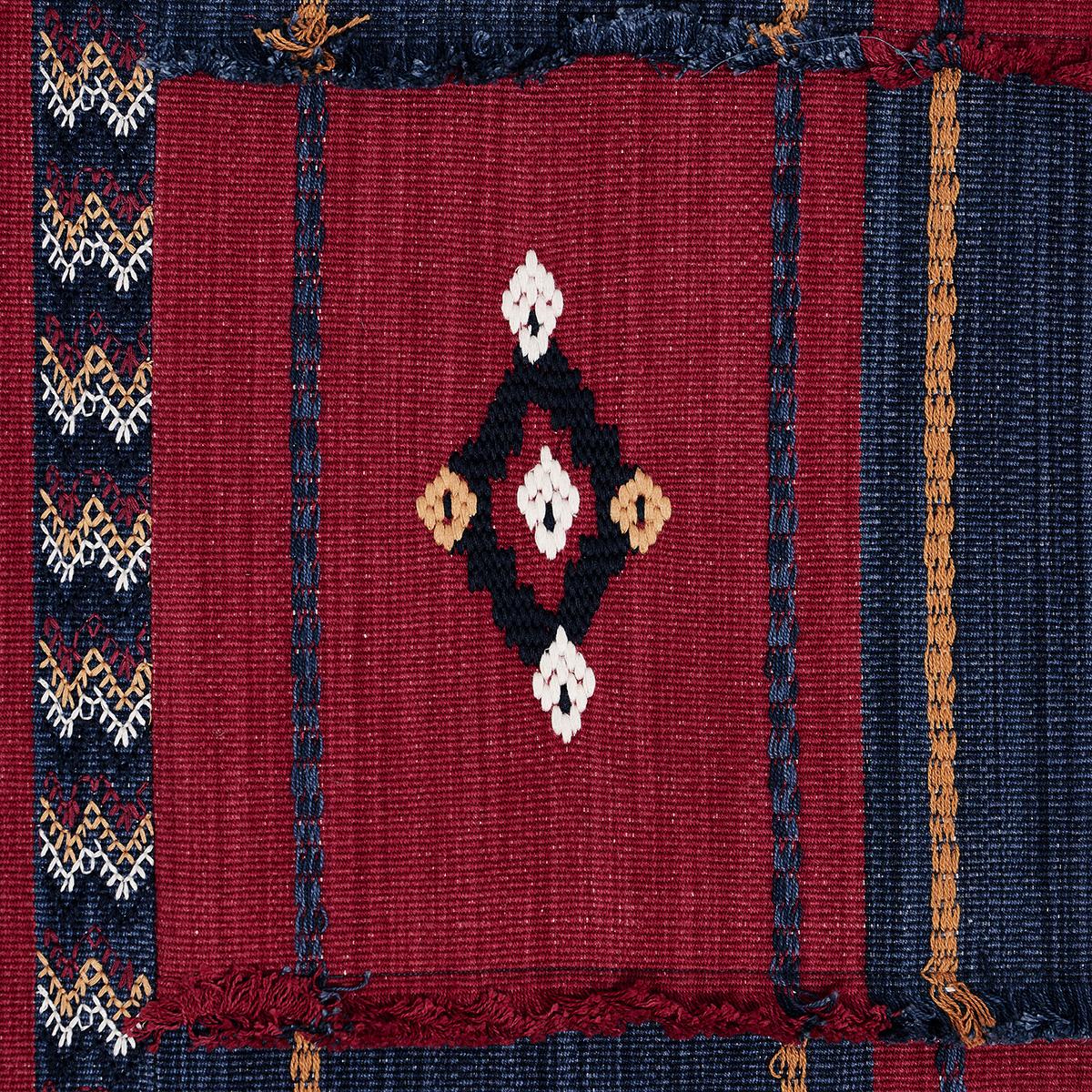 Schumacher Aravali Patchwork Cerise And Ink Fabric