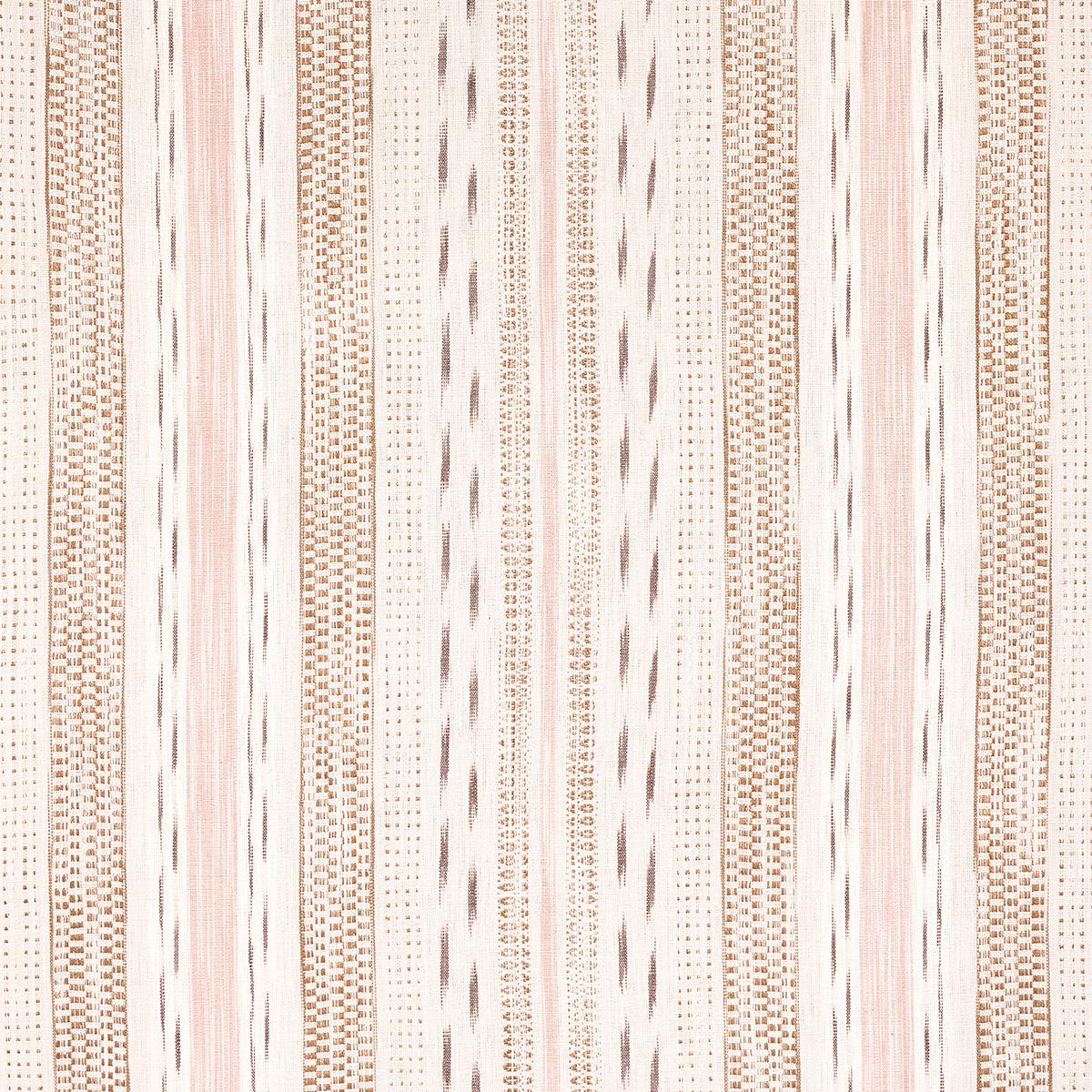 Schumacher Mirza Ikat Stripe Blush On Natural Fabric
