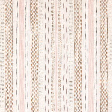 Schumacher Mirza Ikat Stripe Blush On Natural Fabric