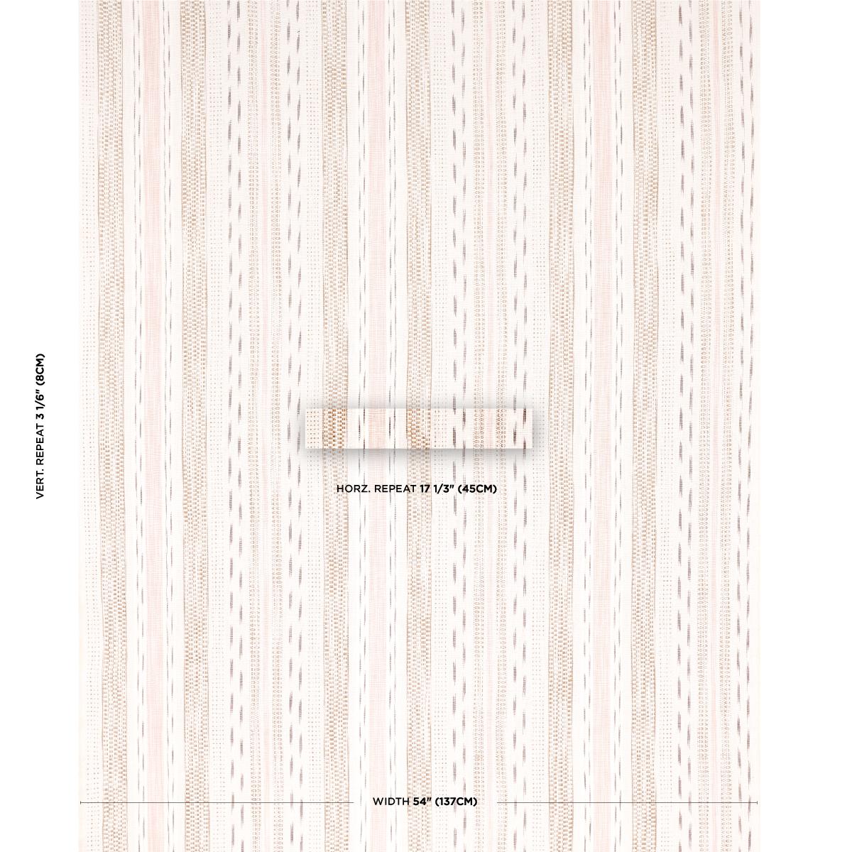 Schumacher Mirza Ikat Stripe Blush On Natural Fabric