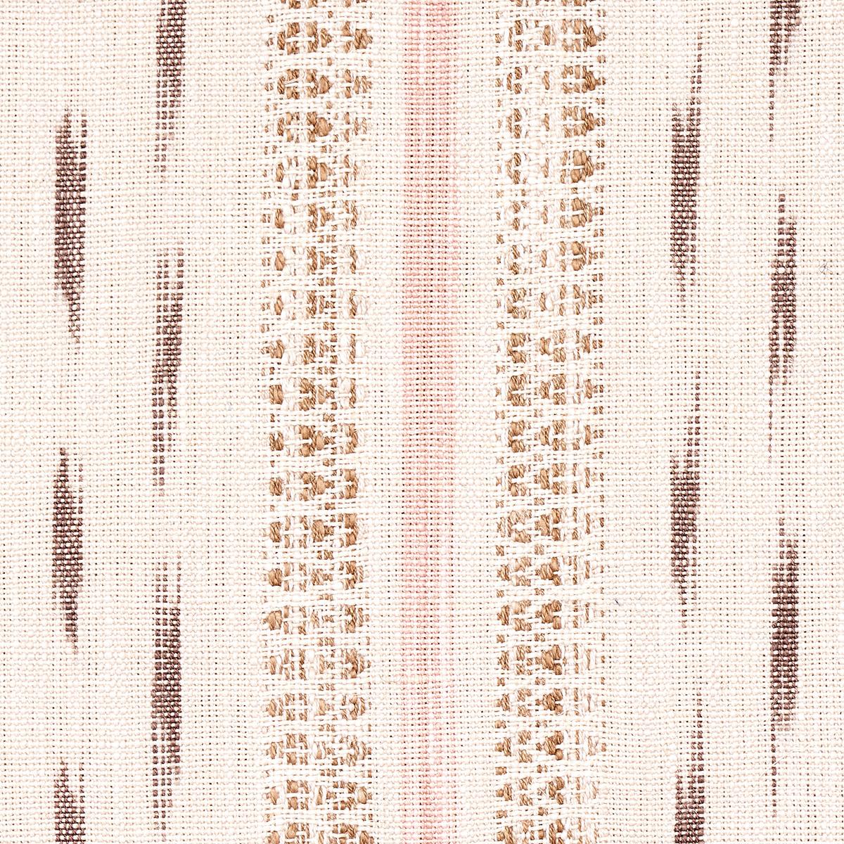 Schumacher Mirza Ikat Stripe Blush On Natural Fabric