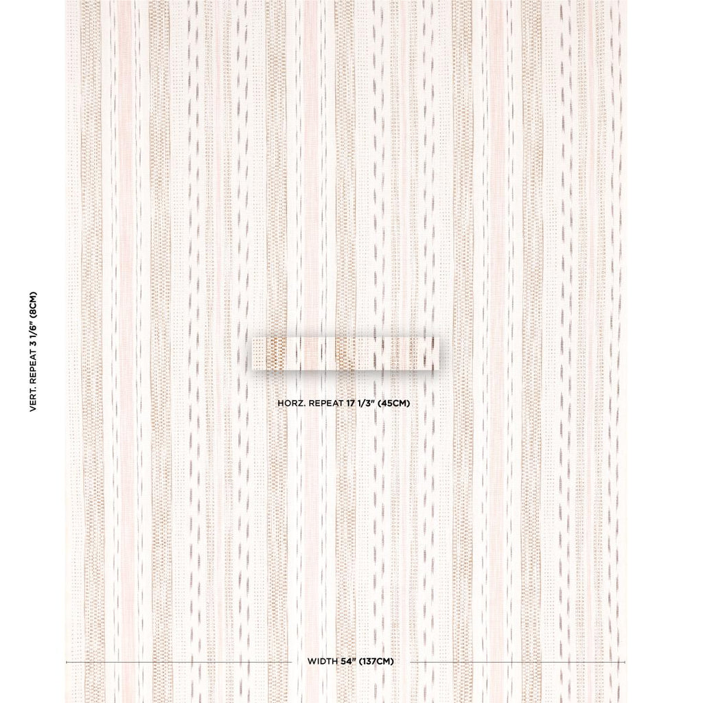 Schumacher Mirza Ikat Stripe Blush On Natural Fabric