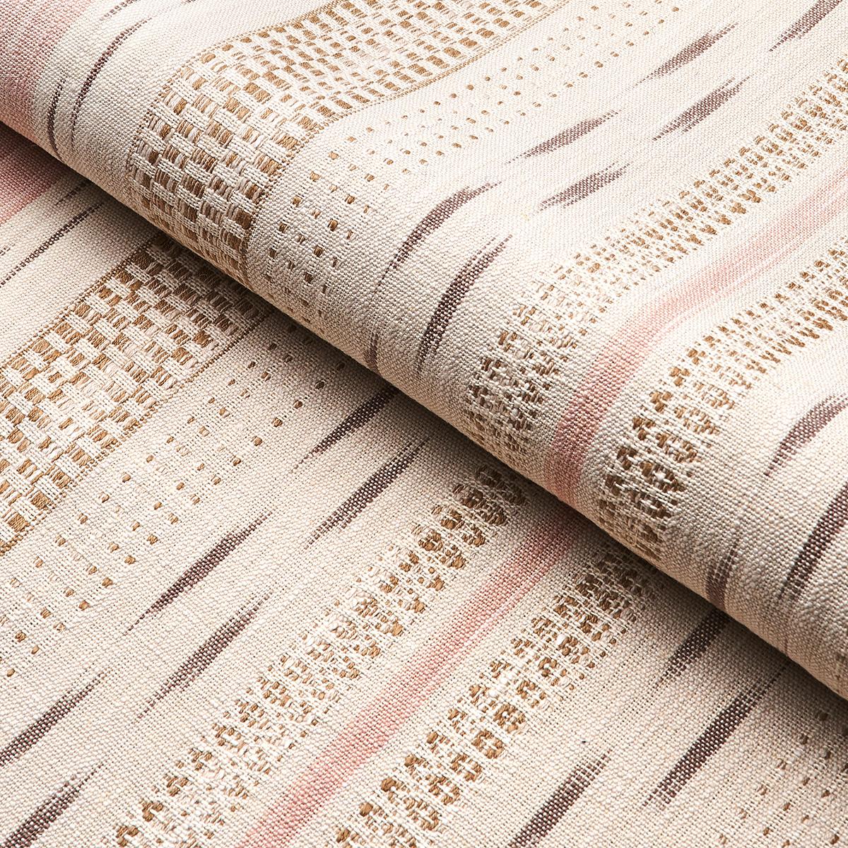 Schumacher Mirza Ikat Stripe Blush On Natural Fabric