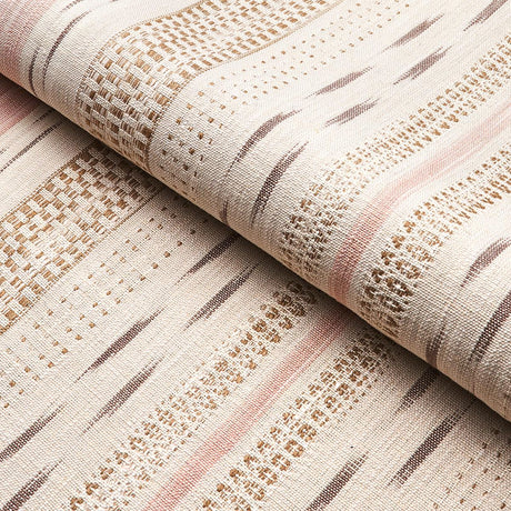 Schumacher Mirza Ikat Stripe Blush On Natural Fabric