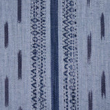 Schumacher Mirza Ikat Stripe Indigo On Chambray Fabric