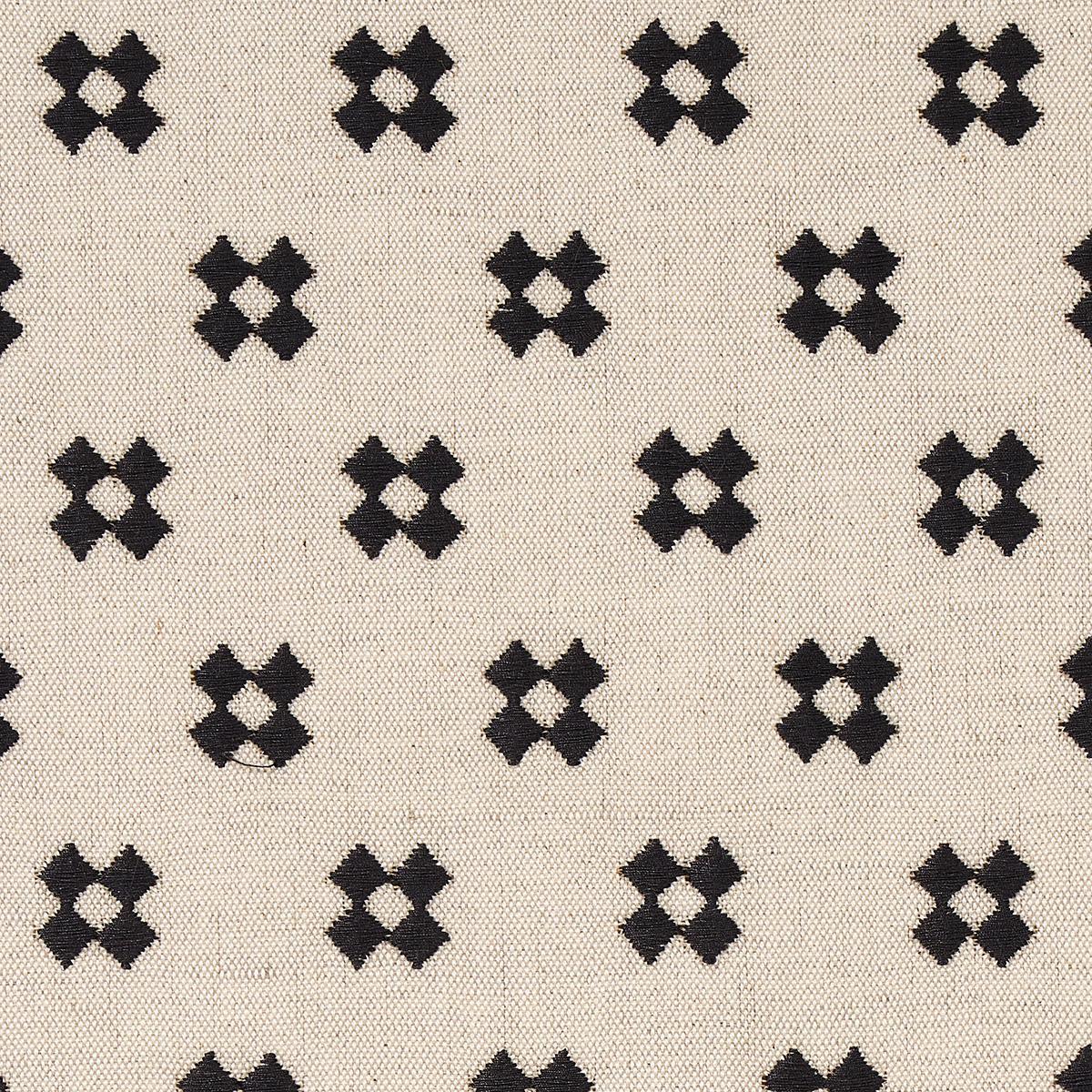 Schumacher Thandie Embroidery Carbon On Natural Fabric