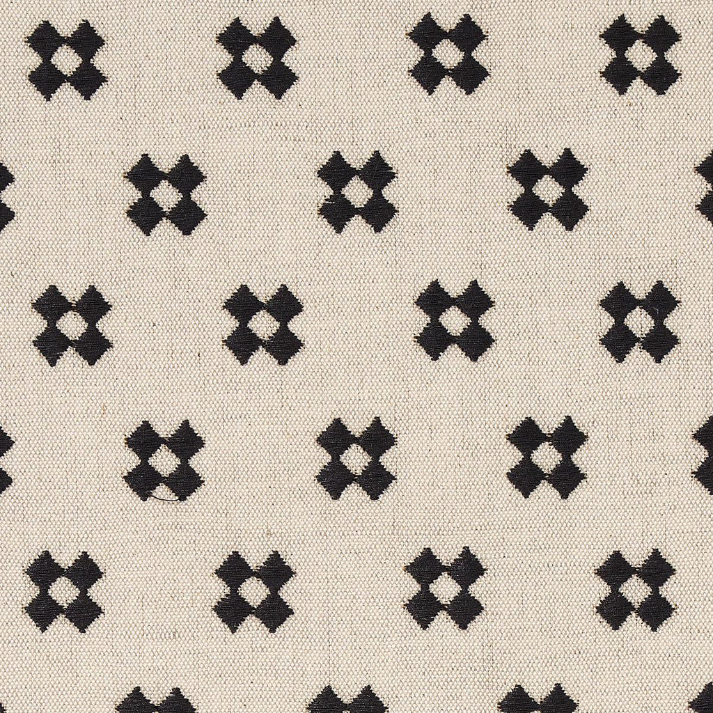 Schumacher Thandie Embroidery Carbon On Natural Fabric