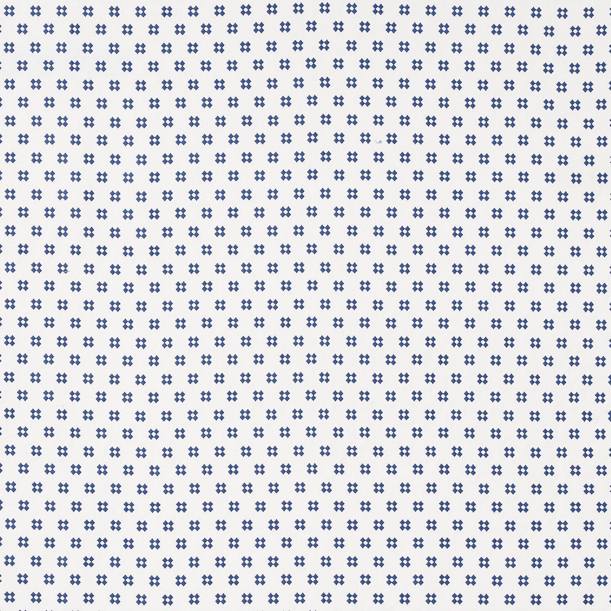 Schumacher Thandie Embroidery Blue On Ivory Fabric