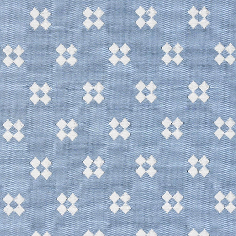 Schumacher Thandie Embroidery Ivory On Chambray Fabric