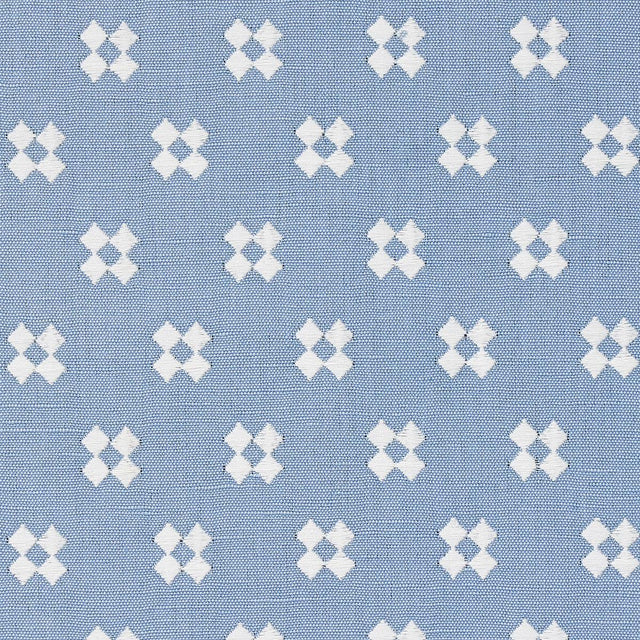 Schumacher Thandie Embroidery Ivory On Chambray Fabric