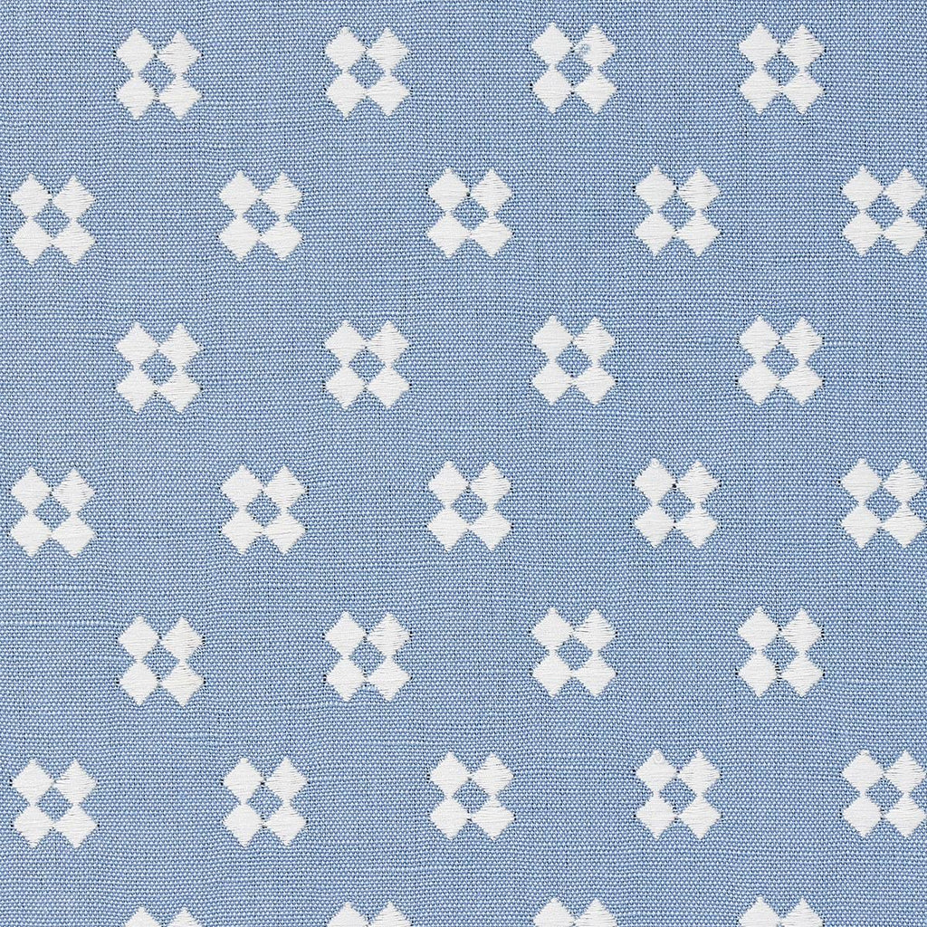 Schumacher Thandie Embroidery Ivory On Chambray Fabric