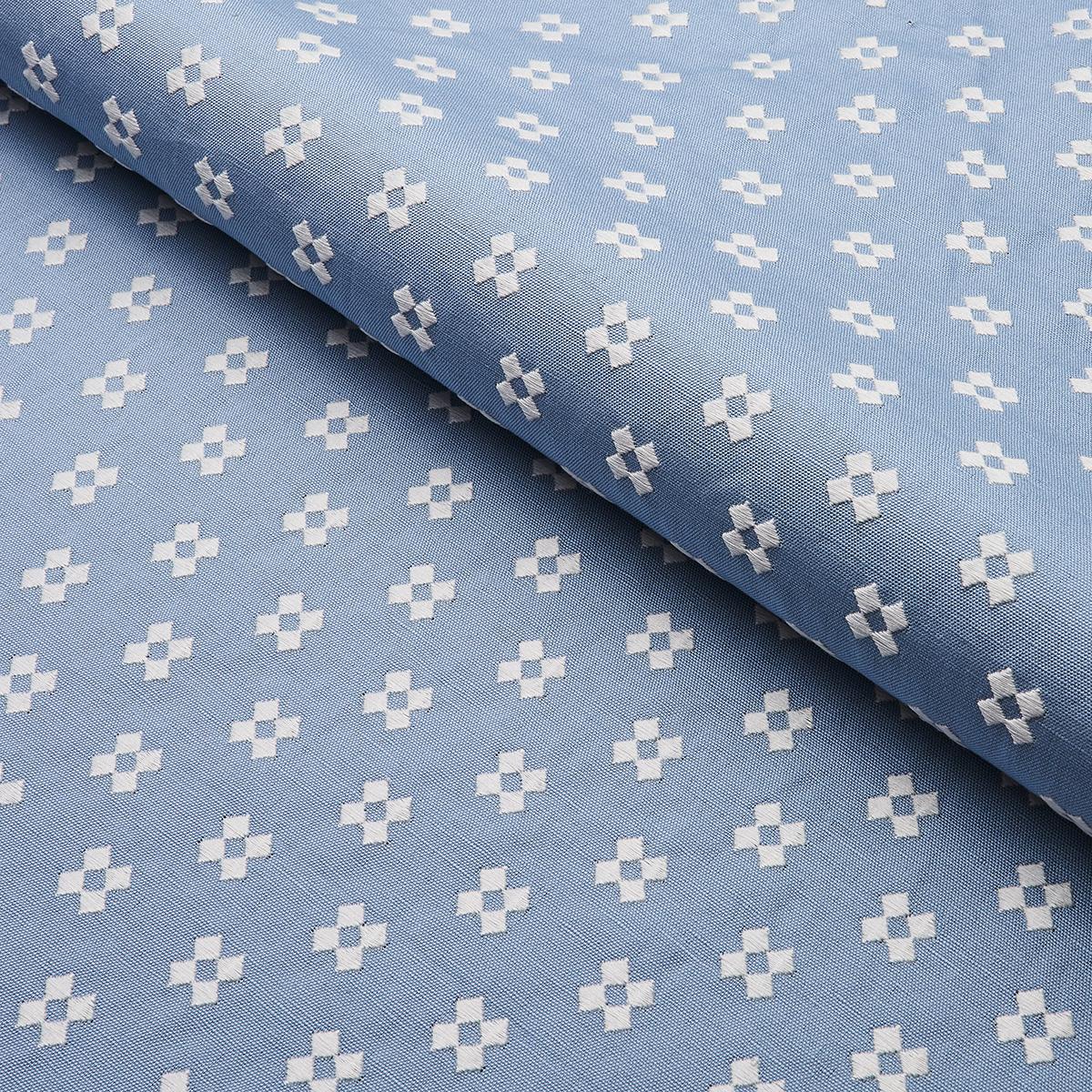 Schumacher Thandie Embroidery Ivory On Chambray Fabric