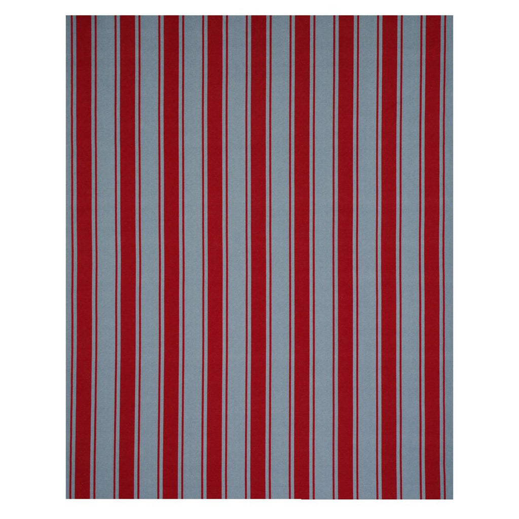 Schumacher Tangier Stripe Teal & Red Fabric