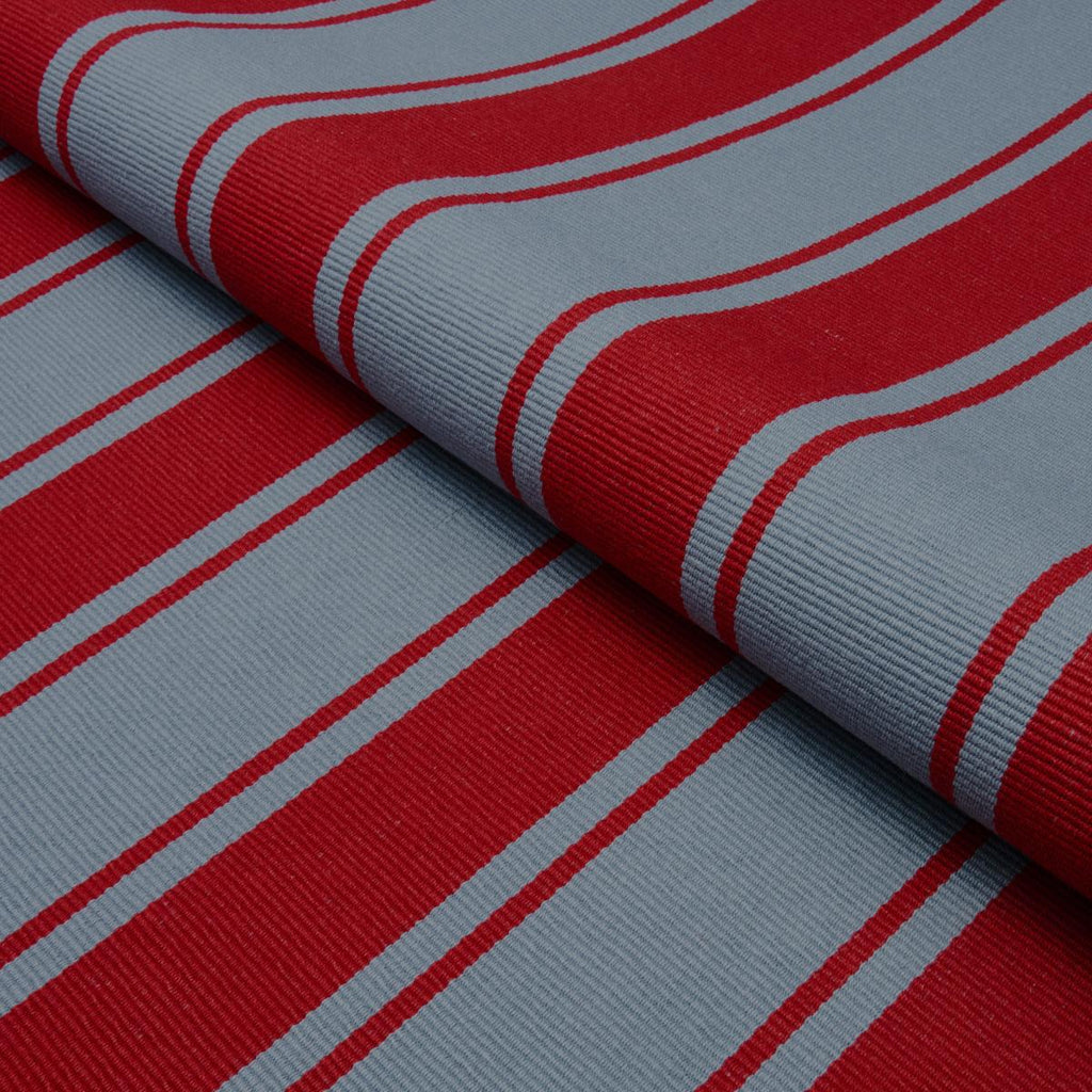 Schumacher Tangier Stripe Teal & Red Fabric