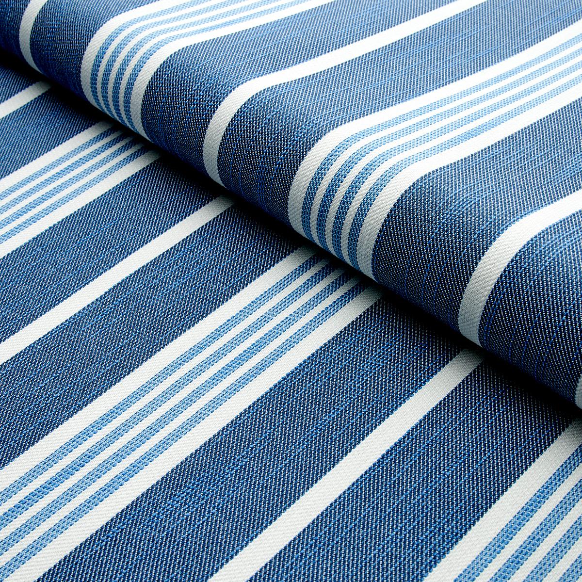 Schumacher Hampton Stripe Indoor/Outdoor Indigo Fabric