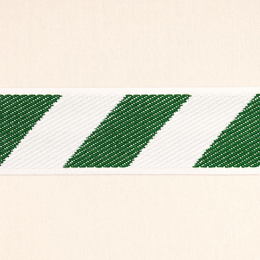 Schumacher Airmail I Indoor/Outdoor Tape Green And Ivory Trim