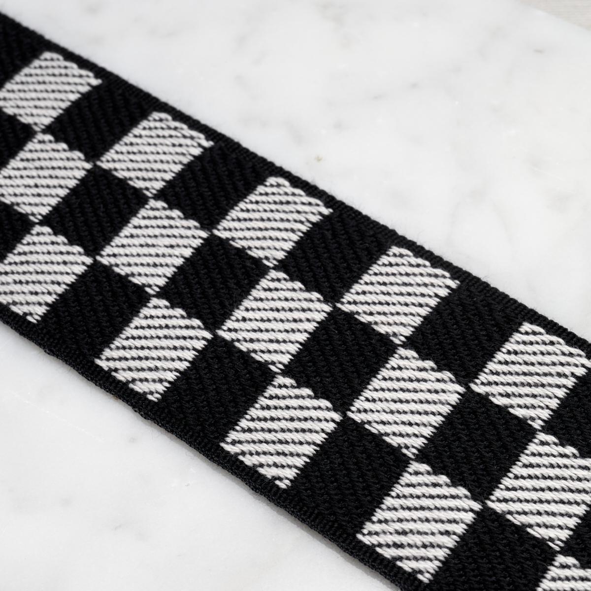 Schumacher Zee Tape Black & Ivory Trim