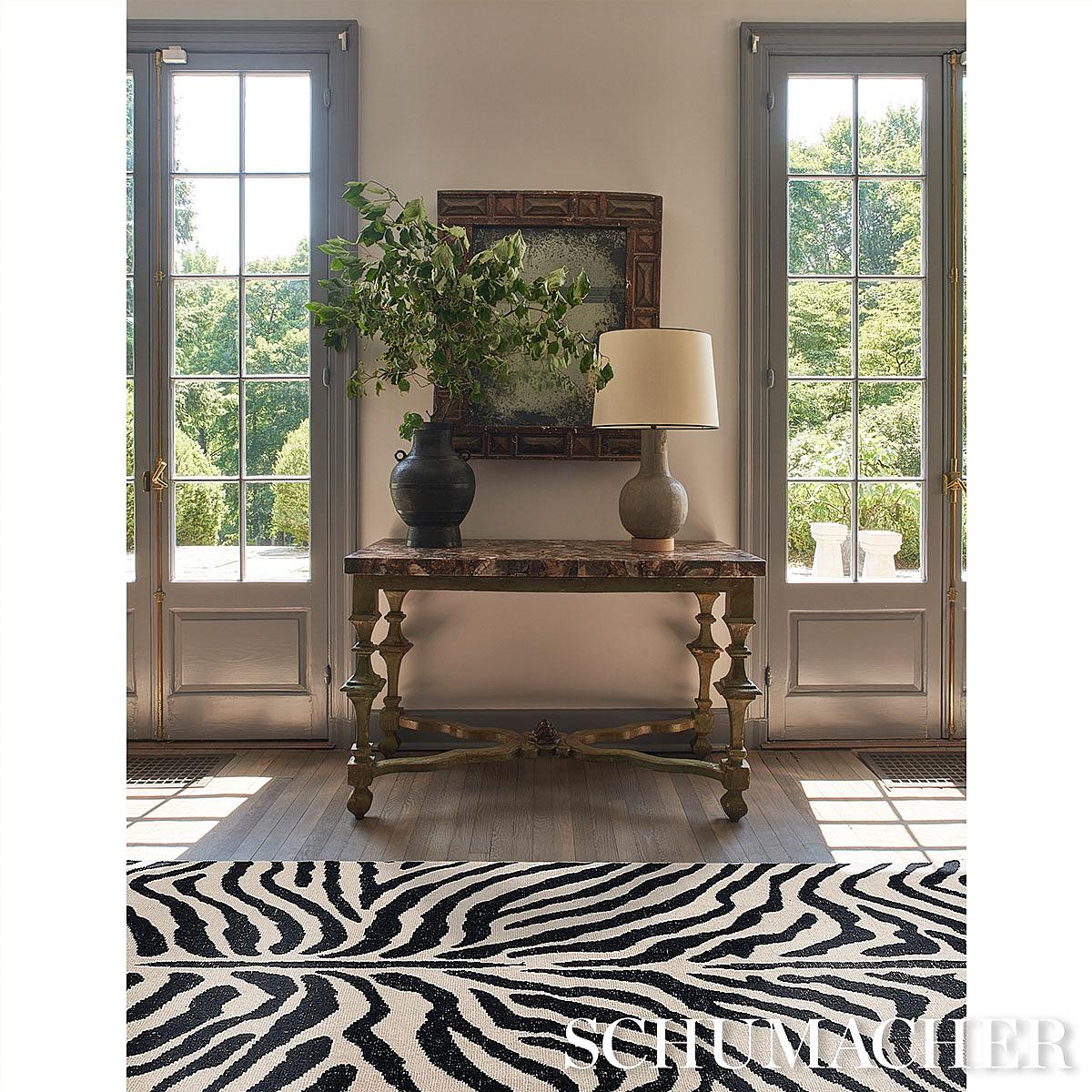 Schumacher Black & Ivory 8' x 10' Zebre Hand-Knotted Rug