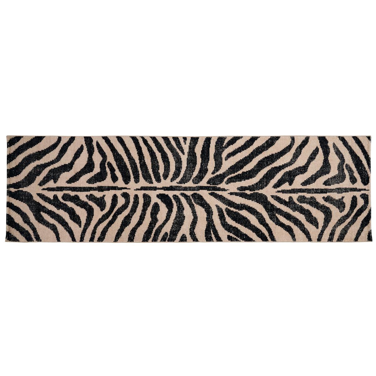 Schumacher Black & Ivory 3' x 10' Zebre Hand-Knotted Rug