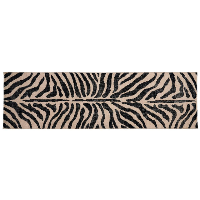 Schumacher Black & Ivory 3' x 10' Zebre Hand-Knotted Rug