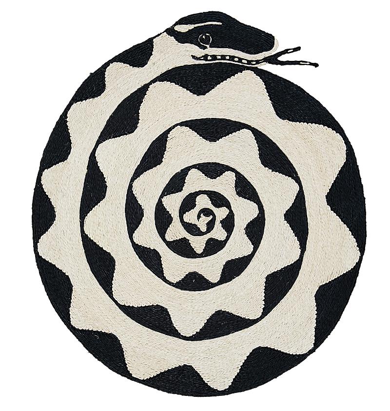 Schumacher Natural/Black 3.83' x 4.25' Espiral Rug
