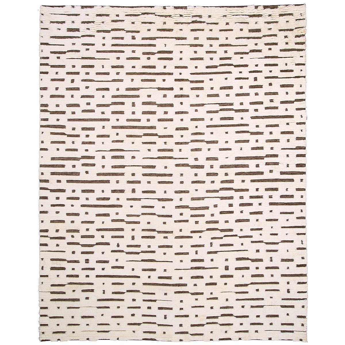 Schumacher Ivory & Brown 0.83' x 1.17' Abstract Ikat Rug