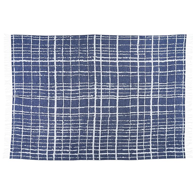 Schumacher Plaid Throw Navy 55" x 78" Pillow