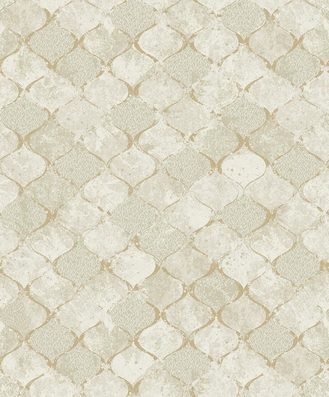 A-Street Prints Pilak Gold Ogee Tile Wallpaper