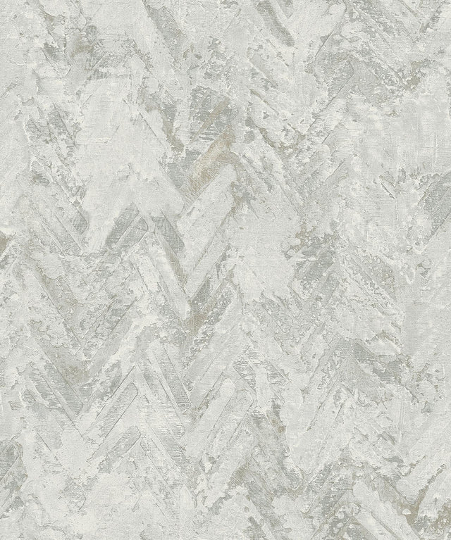 A-Street Prints Amesemi Light Grey Distressed Herringbone Wallpaper
