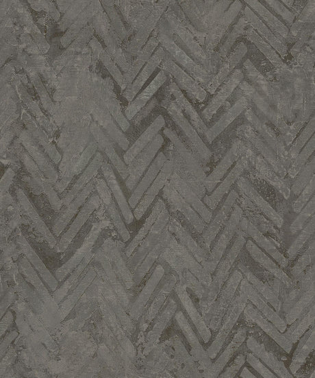 A-Street Prints Amesemi Distressed Herringbone Dark Grey Wallpaper