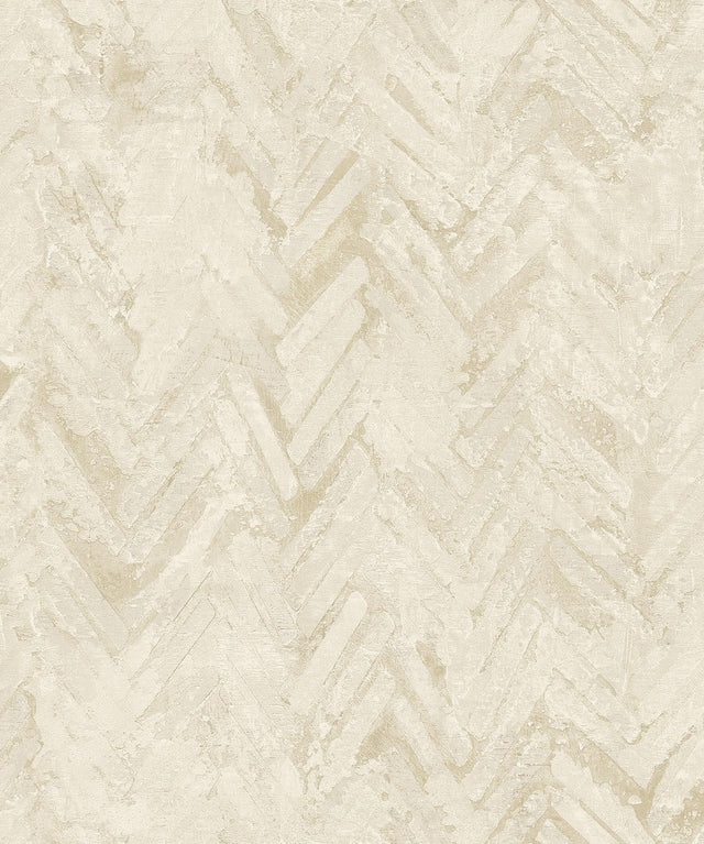 A-Street Prints Amesemi Cream Distressed Herringbone Wallpaper