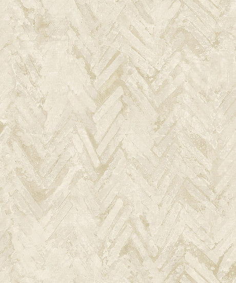 A-Street Prints Amesemi Distressed Herringbone Cream Wallpaper