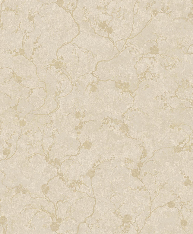 A-Street Prints Mahina Gold Floral Vine Wallpaper