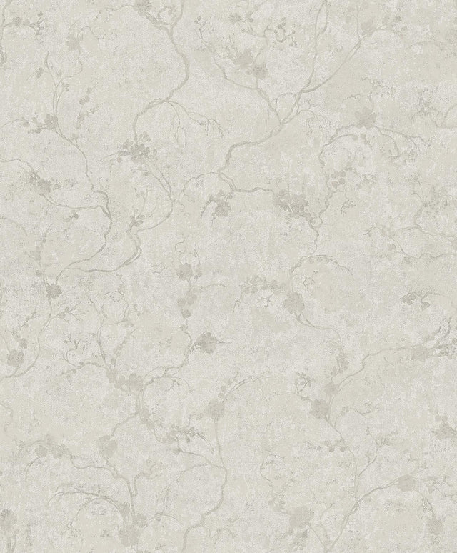 A-Street Prints Mahina Silver Floral Vine Wallpaper