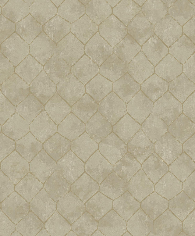 A-Street Prints Rauta Gold Hexagon Tile Wallpaper