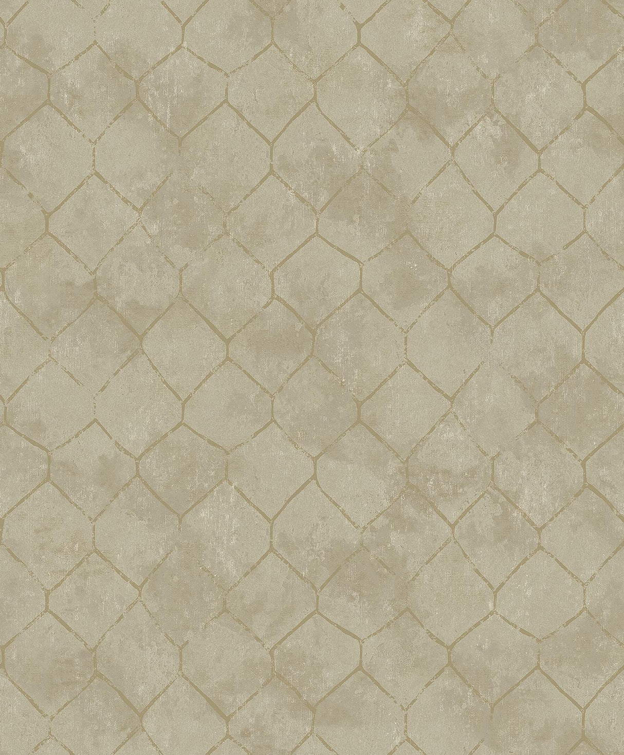 A-Street Prints Rauta Hexagon Tile Gold Wallpaper