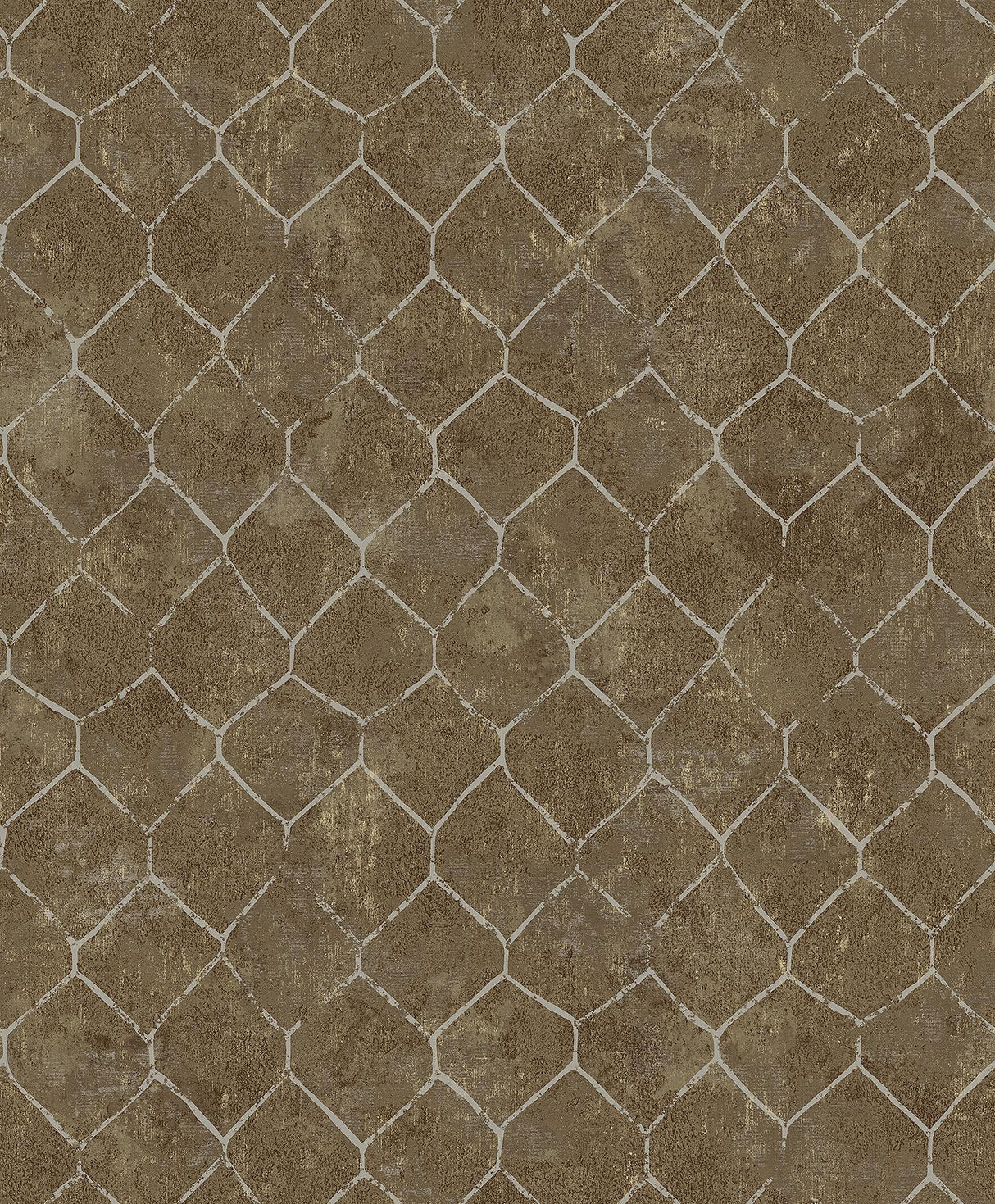 A-Street Prints Rauta Brass Hexagon Tile Wallpaper