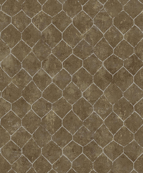 A-Street Prints Rauta Brass Hexagon Tile Wallpaper